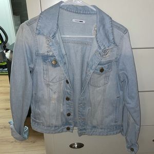 Fashion Nova Light Wash Denim Jacket Distressed